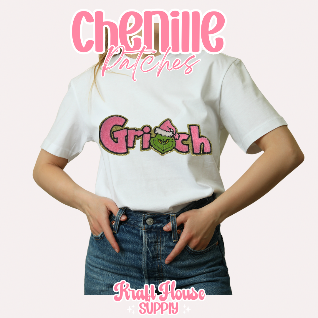Green Guy Pink Chenille Patch