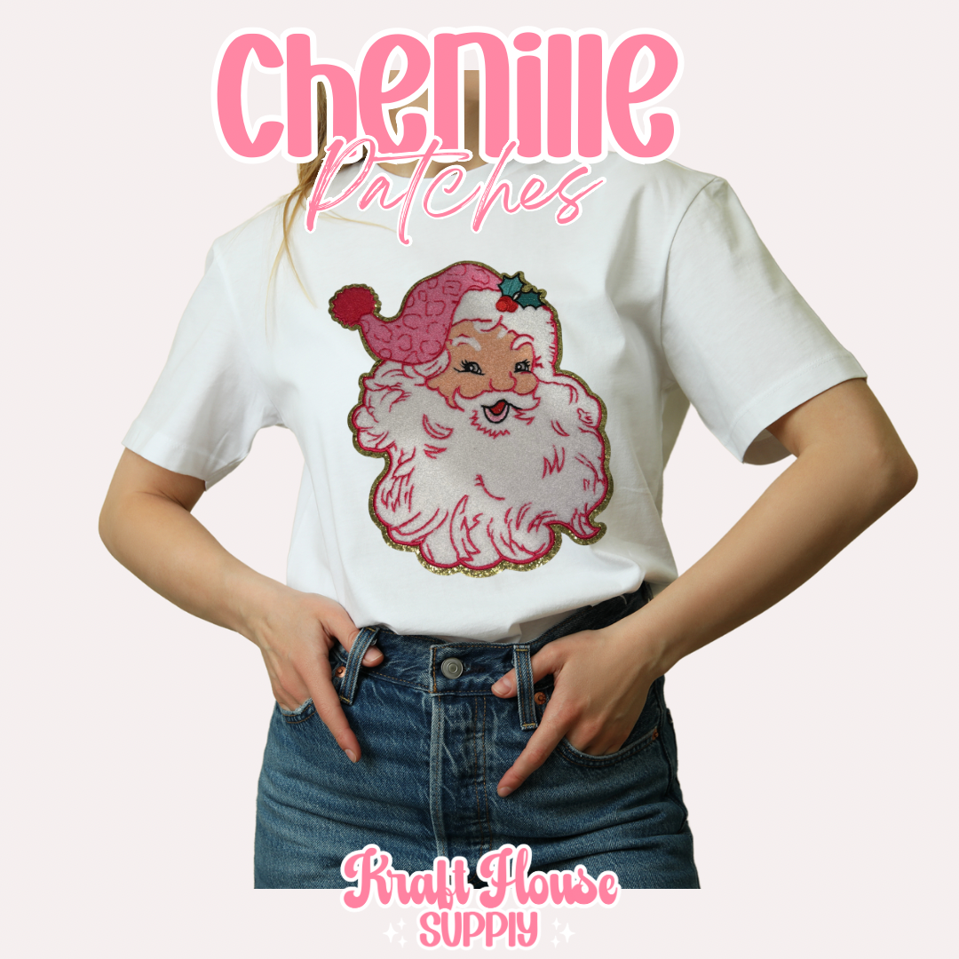 Pink Leopard Santa Chenille Patch