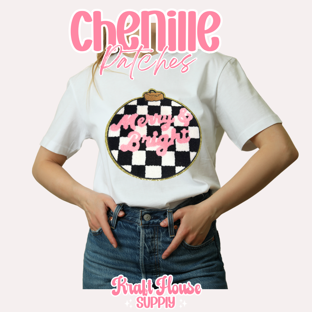 Merry & Bright Ornament Chenille Patch