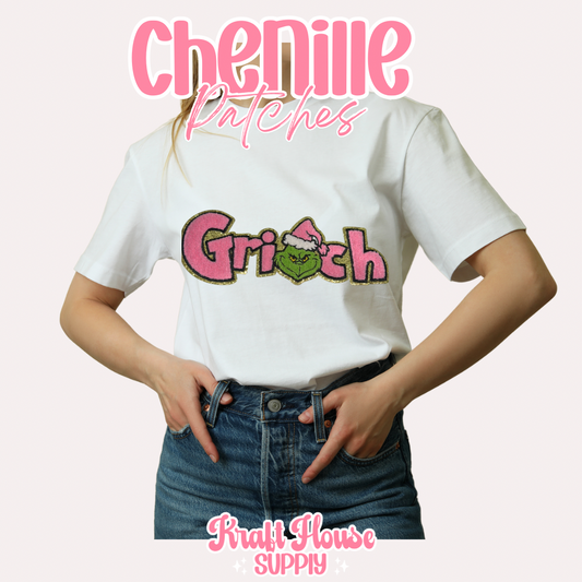 Green Guy Pink Chenille Patch