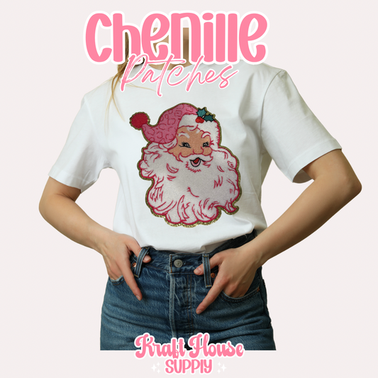 Pink Leopard Santa Chenille Patch