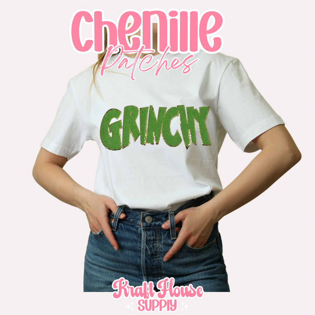 Green Grouchy Chenille Patch