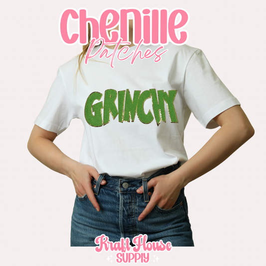 Green Grouchy Chenille Patch