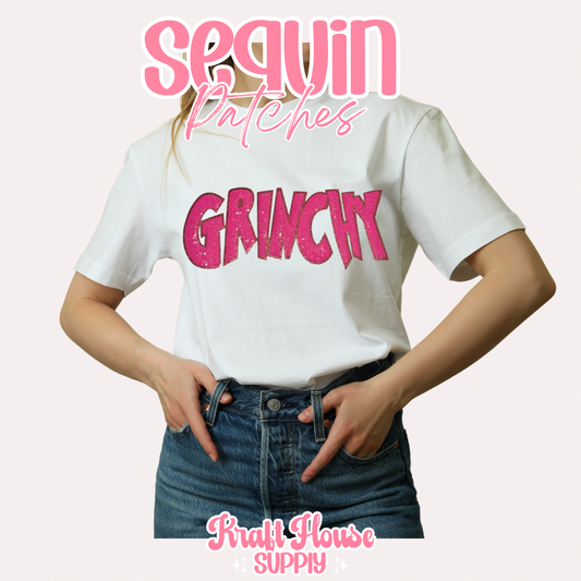 Hot Pnk Grouchy Sequin Patch