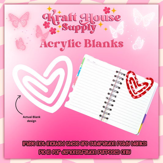 Acrylic Sublimation Jumbo Heart Paper Clips